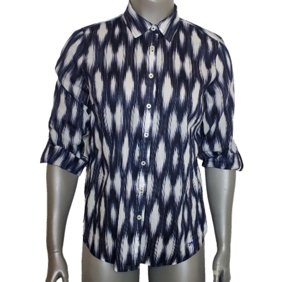 Talbots Diamond Ikat Print Button Down Shirt - Picture 2 of 8